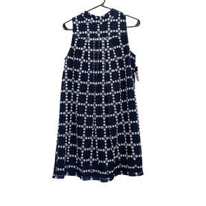 Crown & Ivy women's Navy White new romantic lace sheath dress sz s halter neck